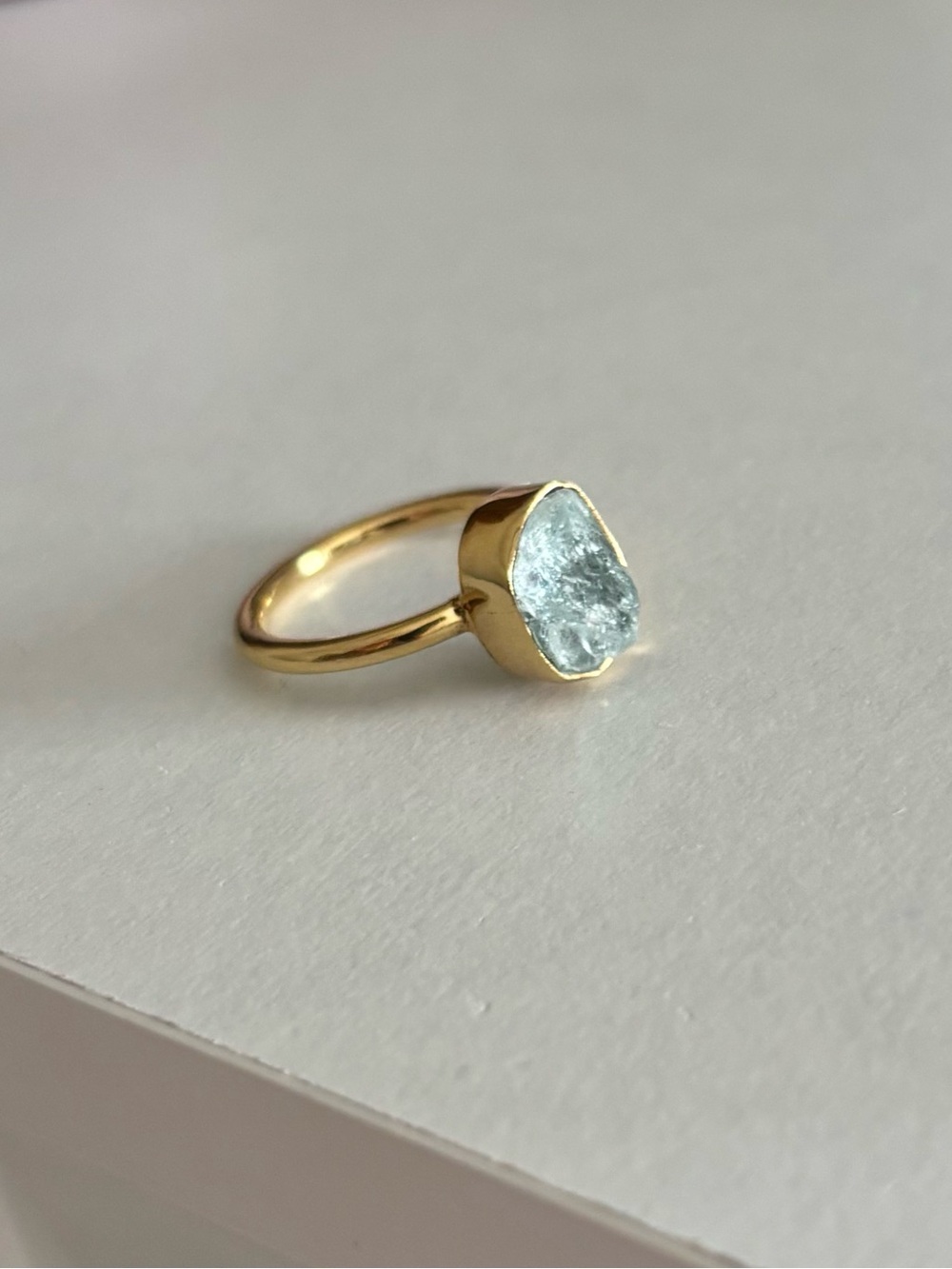 Gem Island Gold Ring with Aquamarine Stone